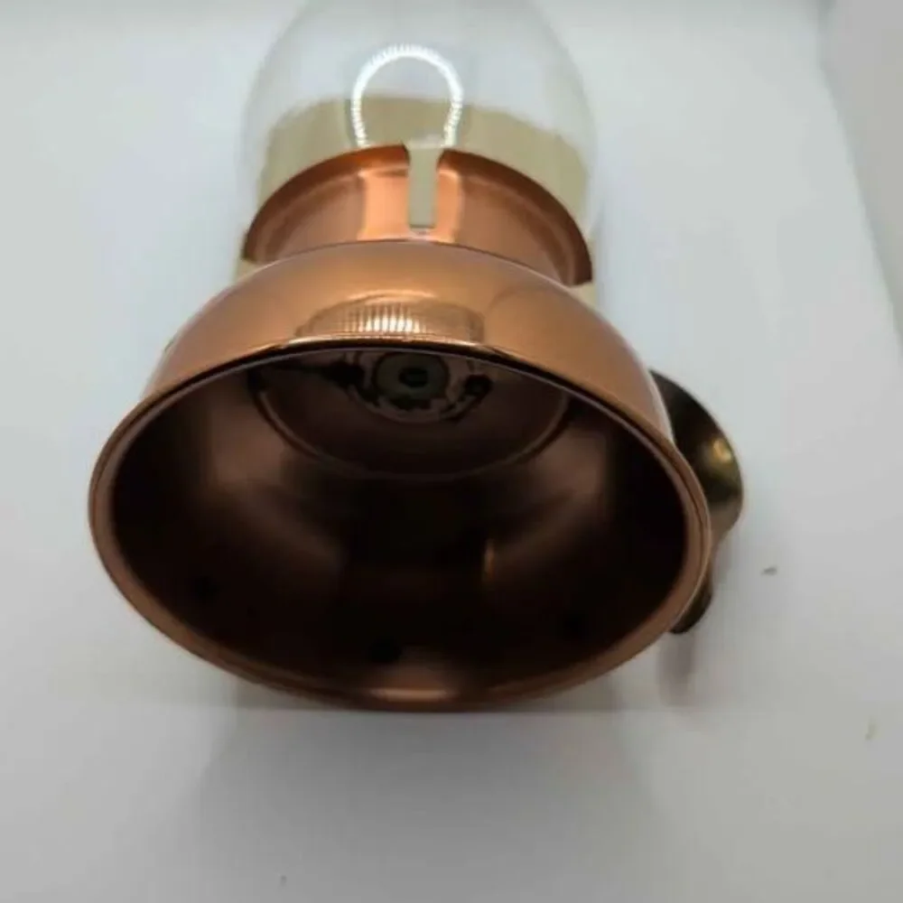 Vintage Coppercraft Guild Copper Hurricane Lamp Candle Holder Wall Sconce Glass